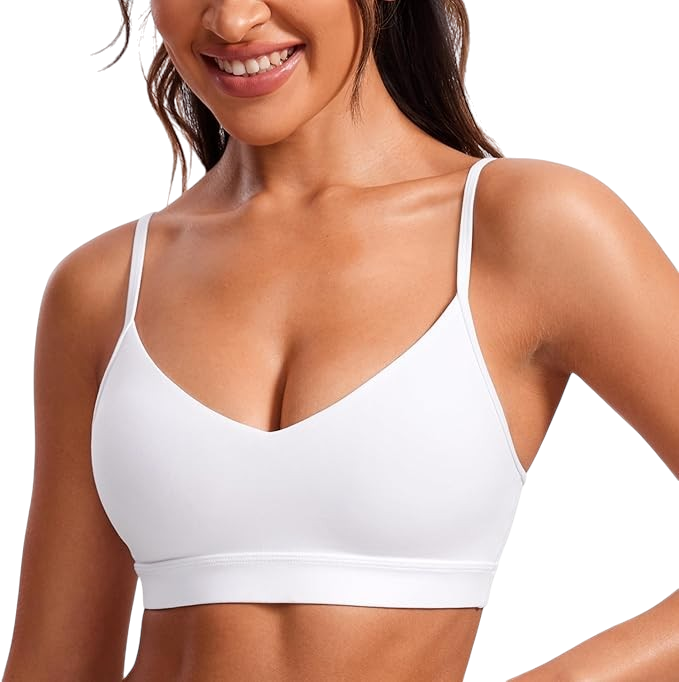 CRZ YOGA v-neck padded wireless sports bra