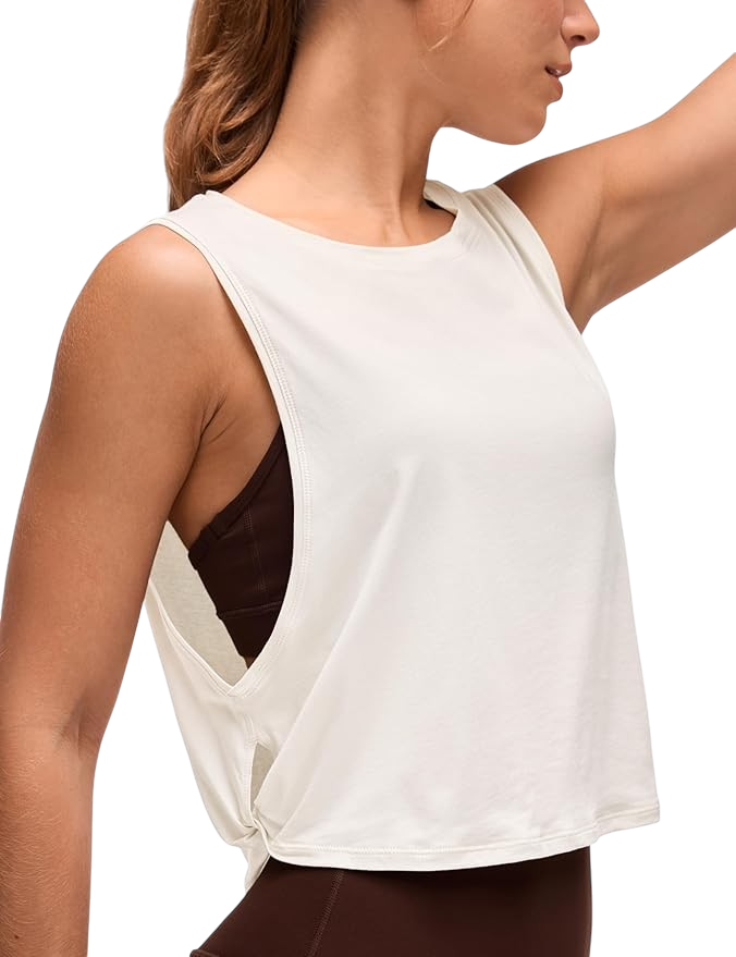 CRZ YOGA pima cotton loose crop tank top